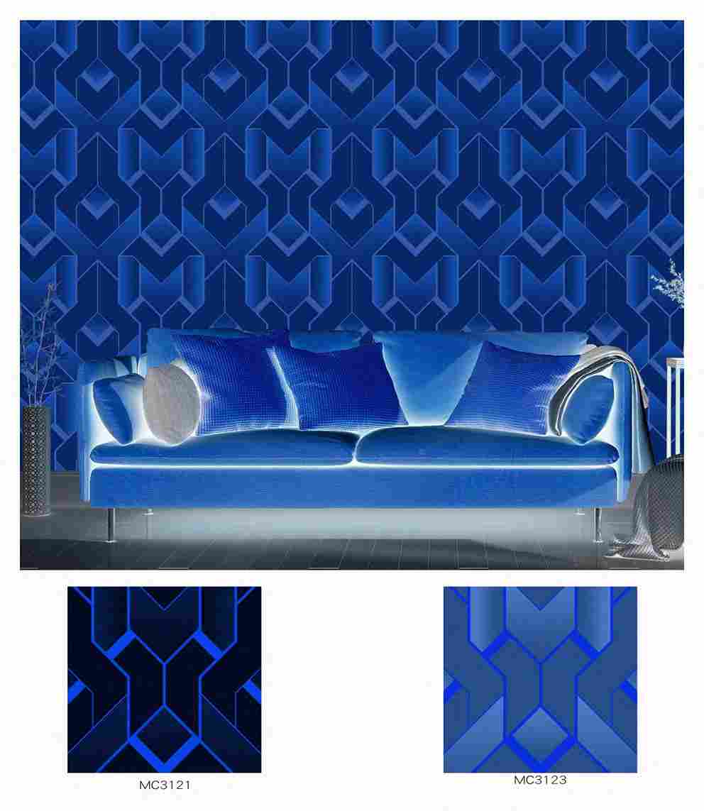 Jenica 2 Pattern : Blue Flower, Gray Service Premium 3d Wallpaper in Hyderabad for walls vision reflection Interiorage