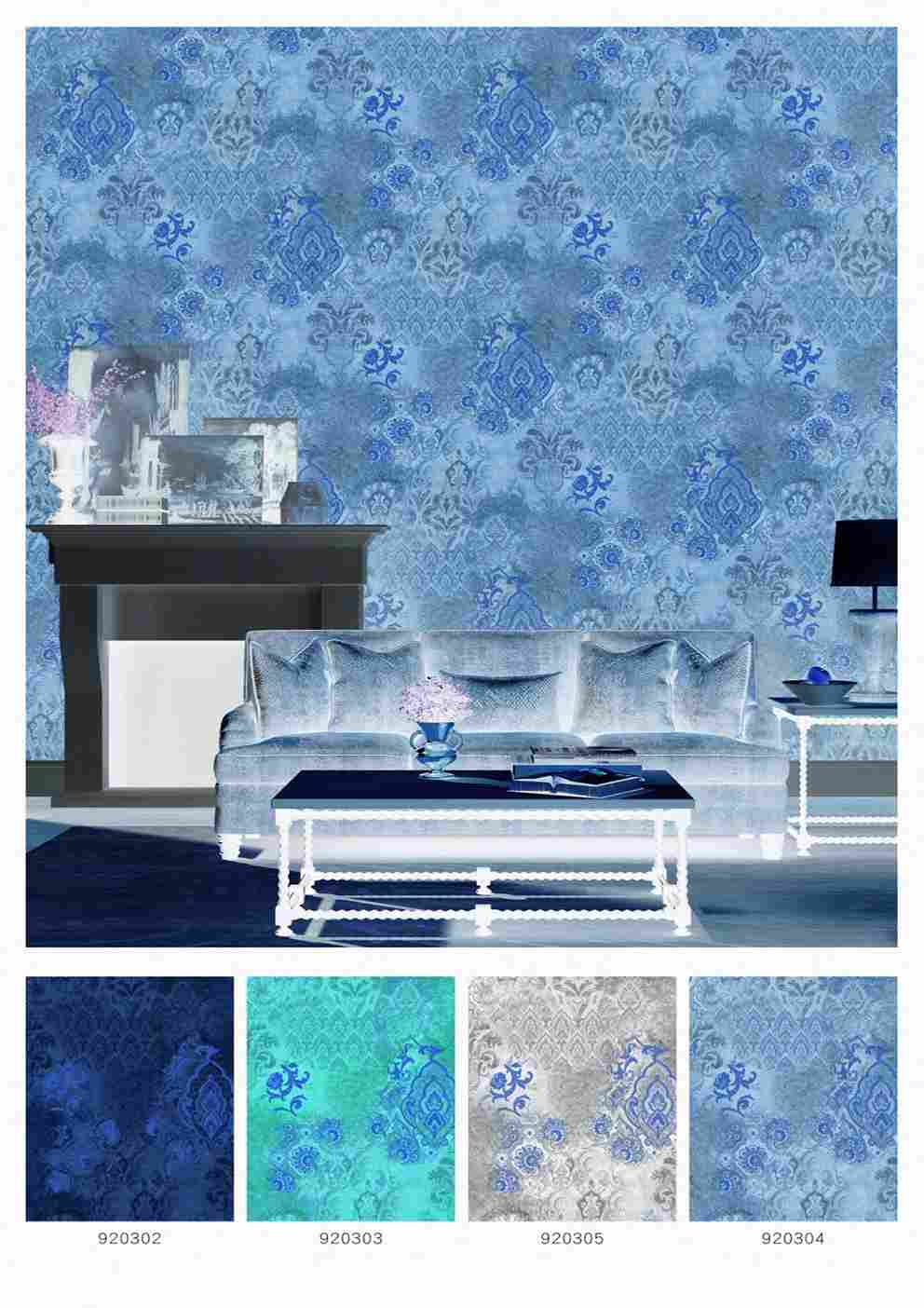 Jenica 2 Pattern : Blue Flower, Gray Service Premium 3d Wallpaper in Hyderabad for walls vision reflection Interiorage