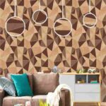 Scotts Dale Pattern : IID210605 Cream and chocolate color Dimension Design Premium 3d Wallpaper in Hyderabad for walls vision reflection Interior