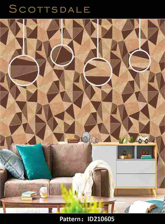 Scotts Dale Pattern : IID210605 Cream and chocolate color Dimension Design Premium 3d Wallpaper in Hyderabad for walls vision reflection Interior